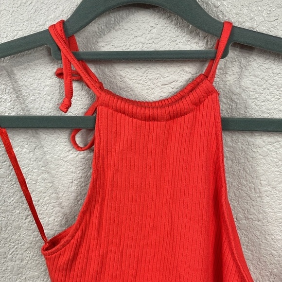 NWT The Range Alloy Rib Tied One Shoulder Tank Top Red Fuego Sz S - Picture 5 of 13